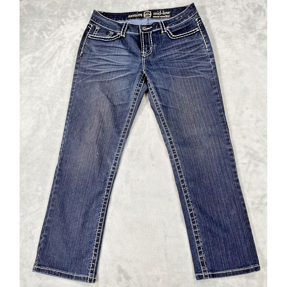 Zenim Denim Mid-Low Natural Waist Jeans Size 10 Contrast Stitch
